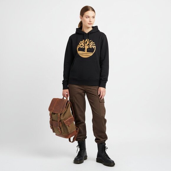 Timberland Black Logo Print Hoody Long Sleeve Sweatshirt M - Picture 6 of 6